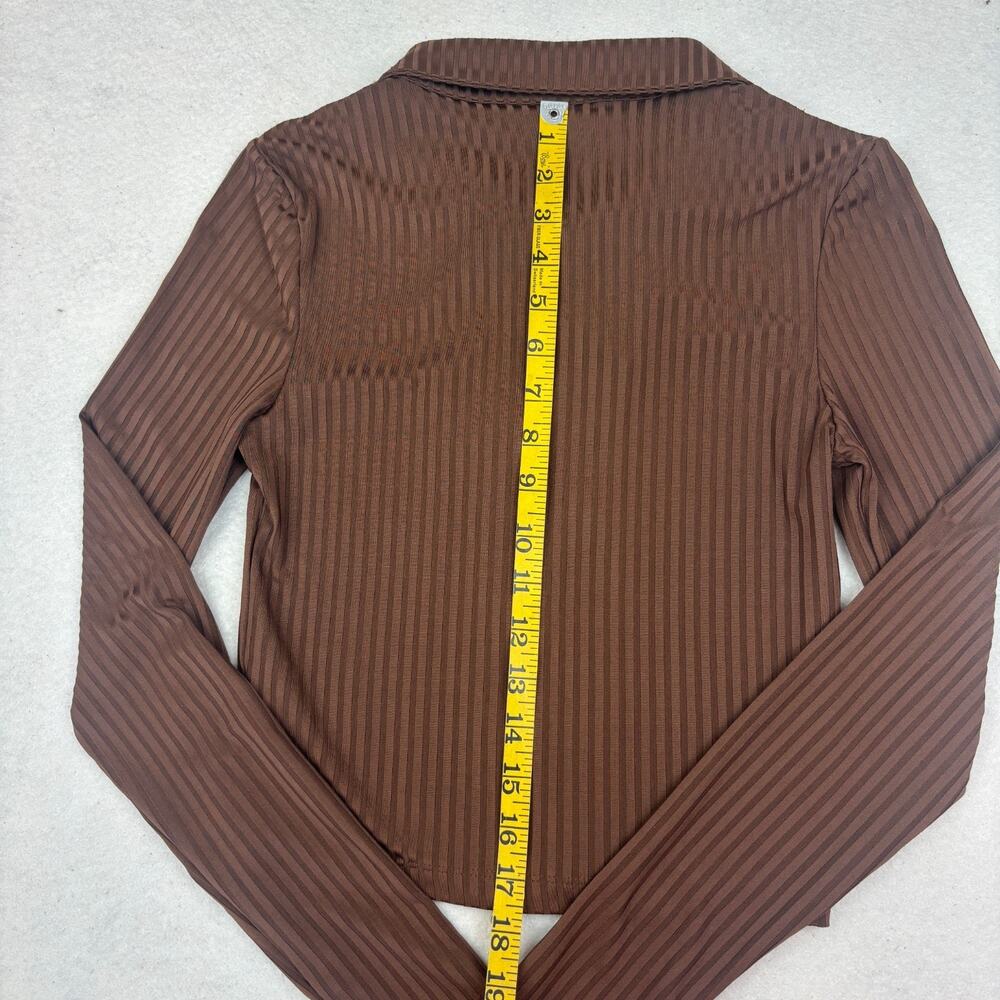 iets frans Ribbed Long Sleeve Sweater Womens S Chocolate Kali Full Zip Track Top - Picture 7 of 8